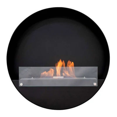 Black round wall-mounted bio fireplace Round wall mounted bio fireplace