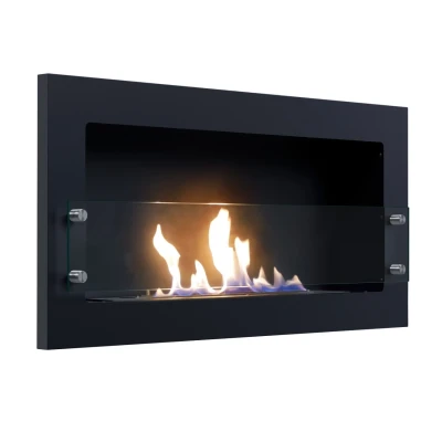 Texas biofire - Black wall mounted bioethanol fireplace with safety glass Texas biofire - Black wall mounted bioethanol fireplace with safety glass