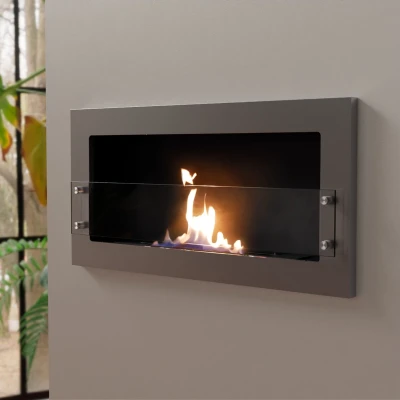 Texas bioethanol fireplace - Steel wall mounted fireplace with safety glass Texas bioethanol fireplace - Steel wall mounted fireplace with safety glass