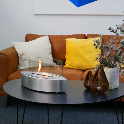 Bioethanol Fireplace Oval  Oval Bioethanol Fireplace with Glass