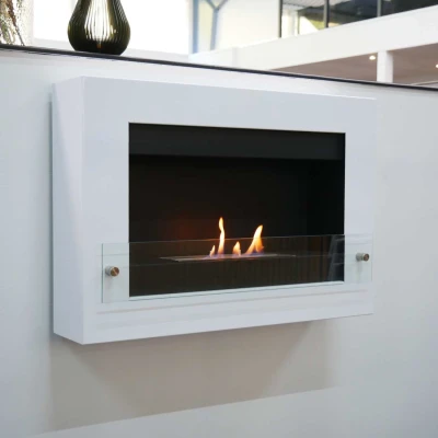 Nebraska White - Square wall-mounted bioethanol fireplace Nebraska White - Square wall-mounted bioethanol fireplace