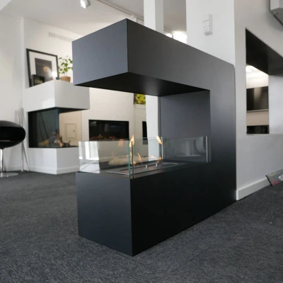 three-sided bio fireplace in black 3-sidet bio fireplace in black