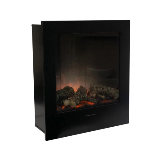 Black built-in electric fireplace without heating - width 60,5 cm Black built-in electric fireplace without heating - width 60,5 cm