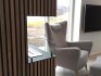 Foco Corner Left 800 - Modern left-sided corner bioethanol fireplace with sleek black design and tempered glass.