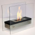 Steel and glass tabletop bio fireplace in square design
