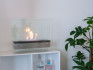 Steel and glass tabletop bio fireplace in square design
