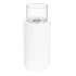 ScandiFlames Dualis bioethanol fireplace with a white fireplace body and a cylindrical safety glass
