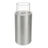 ScandiFlames Dualis bioethanol fireplace with a brushed steel fireplace body and a cylindrical safety glass