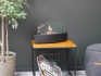 Curved bio fireplace with glass