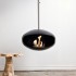 Ceiing-mounted bioethanol fireplace Cocoon Aeris Black with steel mounting rod