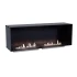 Foco One 1500 media wall built-in bio fireplace with black frame and safety glass.