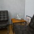 Small tabletop bio fireplace of steel and glass