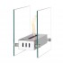 Small tabletop bio fireplace of steel and glass