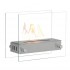 Small tabletop bio fireplace of steel and glass