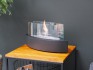 Curved bio fireplace with glass