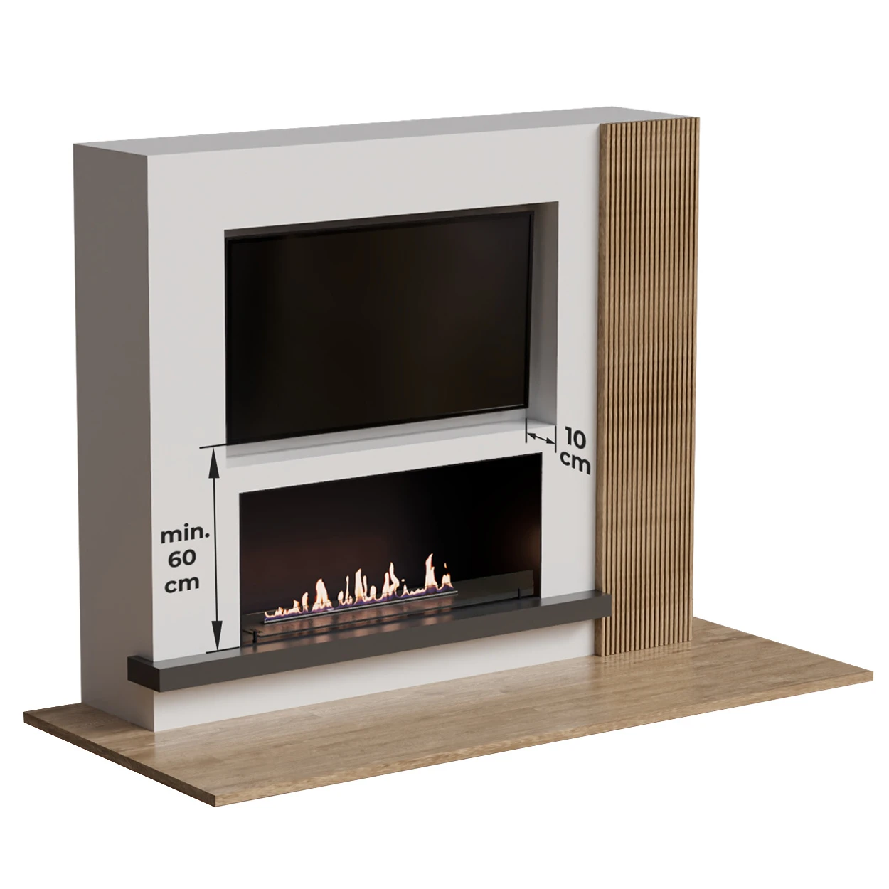 Installation of Recessed TV above a Bioethanol Fireplace
